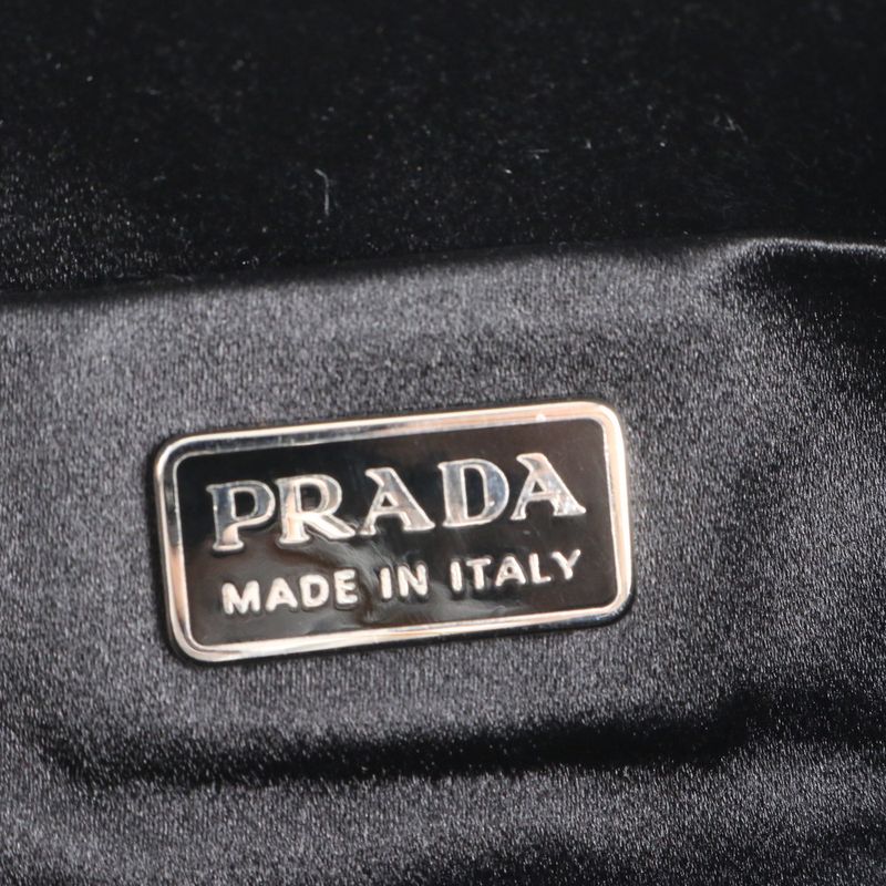 Prada Tessuto Nylon Triangle Logo Leather Tote Bag Shoulder Hand Navy Genuine