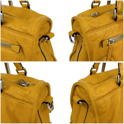 Loewe 2WAY Shoulder Bag Handbag Tassel Charm Fringe Anagram Logo Yellow Silver