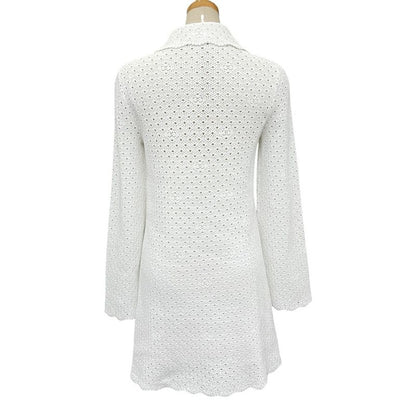 Chanel Dress Coco Mark Clover Lace P76856k11051 Cotton White