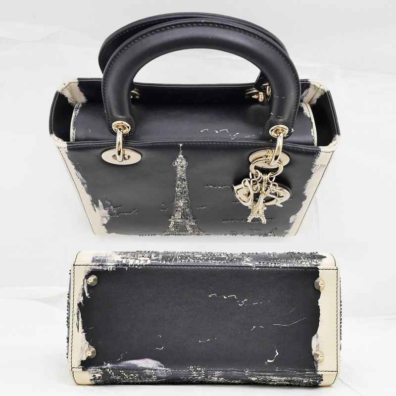 Lady dior Handbag Shoulder - Eiffel Tower 2024 Fall Collection Black