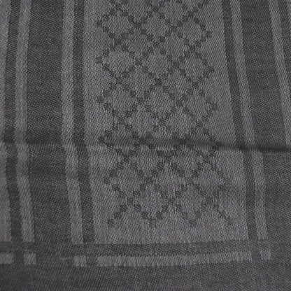 Gucci 544615 Wool Silk GG Logo Diamante Checked Fringe Stole Scarf Shawl Gray