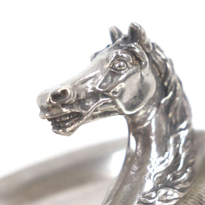 Hermes Vintage Cheval Horse Ashtray Metal Horse Motif Silver Men's