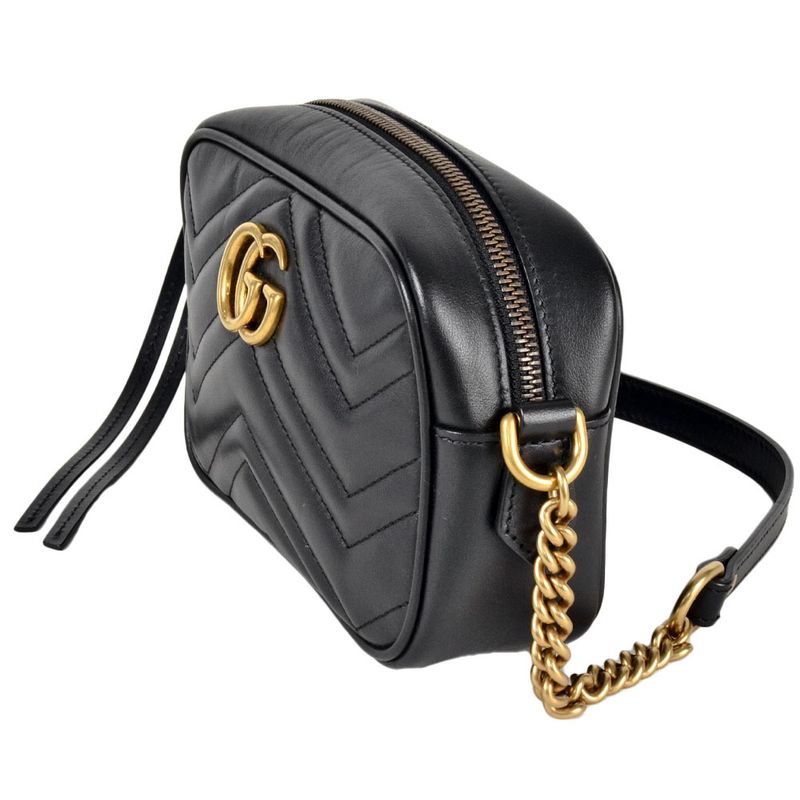 Gucci GG Marmont Shoulder Bag Leather 448065 Black Women