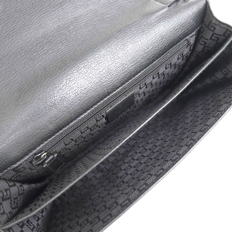 Gucci Bag Second Bag Clutch Bag Men Leather Genuine Black 03137 1669 Flap