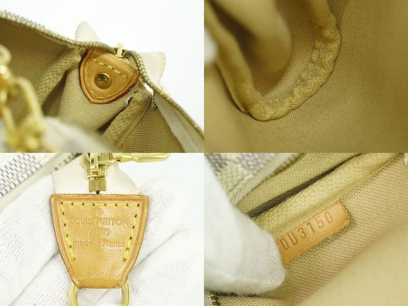 Authentic Louis Vuitton LV Eva Damier Azure 2WAY Shoulder Bag Handbag White