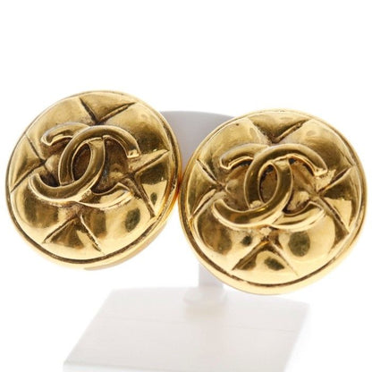 Chanel Coco Mark Matelasse Vintage Gold Plated Gold Ladies 18.0g Earrings