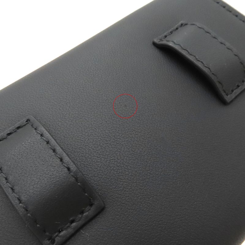 Christian Dior Chain Wallet Saddle Nano Leather Black Matte Black Hardware