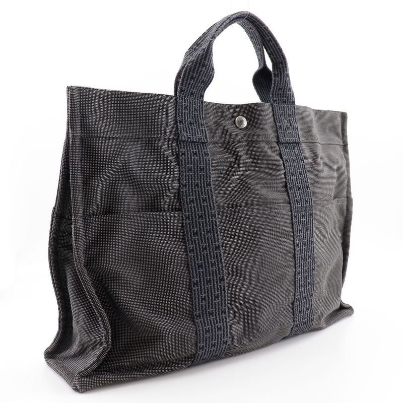 Hermes Yale Line MM Nylon Canvas Gray Unisex Tote Bag