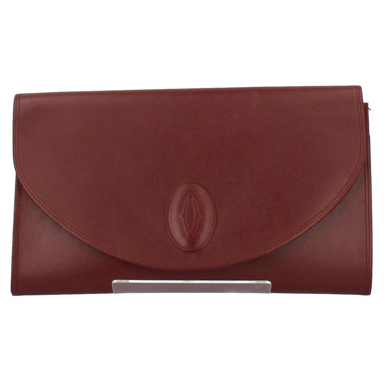 Cartier Must Line Clutch Bag Leather Ladies Clutch Bag Wine Red Excellent