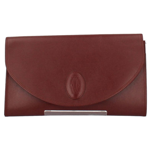 Cartier Must Line Clutch Bag Leather Ladies Clutch Bag Wine Red Excellent