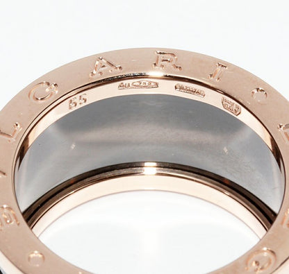 Bulgari Ring 18K Pink Gold Black Ceramic Bzero1 Ring 4 Bands 345853