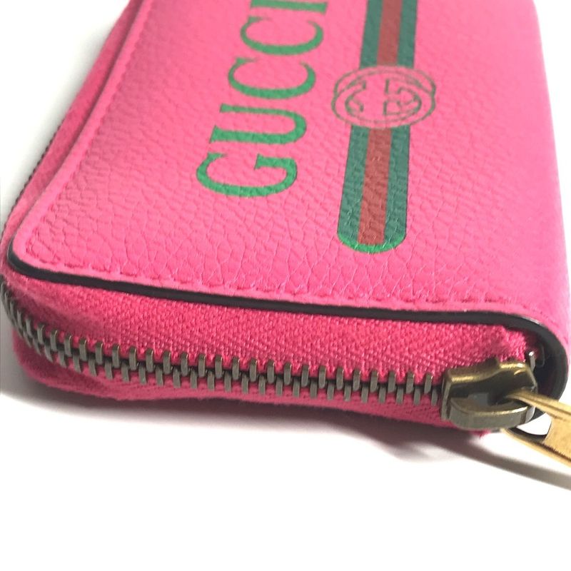 Gucci Coin Case Logo 496319 Leather Pink