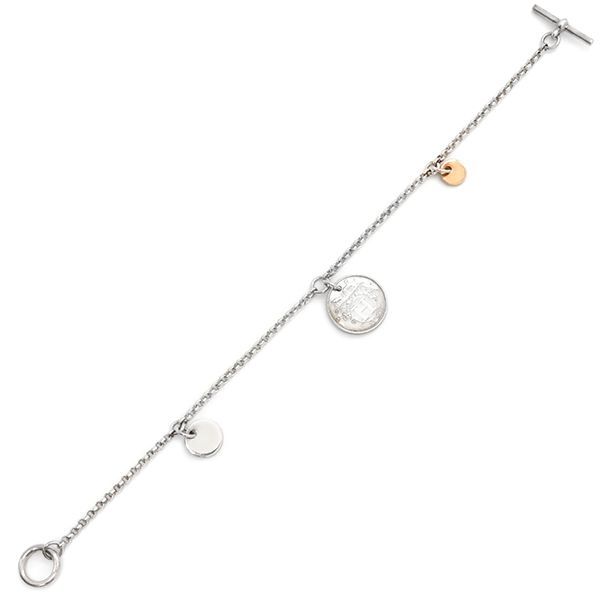 Hermes Bracelet Ex Libris PM Silver 925 18k Pink Gold Silver X Pink Gold Sh