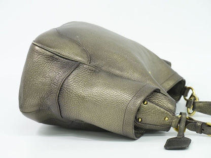 Authentic Prada Leather Shoulder Bag Gold Tone Bag Pre-owned [follow-up Discount
