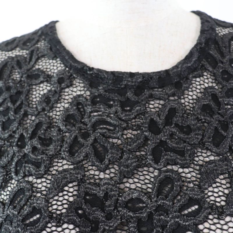 Louis Vuitton 23SS 1abdg9 Floral Lace Short Sleeve Cut And Sewn Black 36 Made