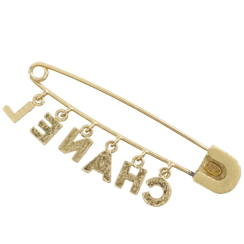 Chanel Safety Pin Gold Plated And Rhinestone 01P Ladies 5.2g Brooch