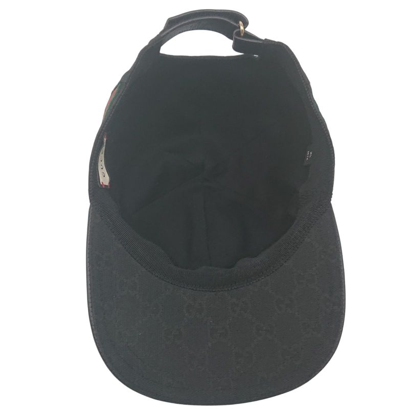 Gucci Cap Hat Sherry Line GG Canvas Black XL 60cm (23.62in)