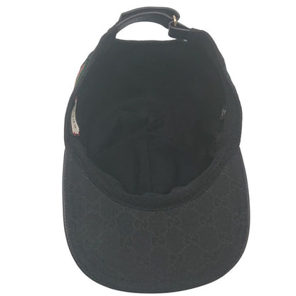 Gucci Cap Hat Sherry Line GG Canvas Black XL 60cm (23.62in)