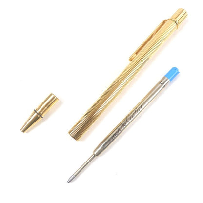 Cartier Must De Cartier Ballpoint Pen With Stripes Gold With Case Made In