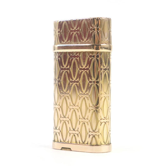 Cartier Godron Happy Birthday 2C Decor Roller Type Gas Lighter Gold Swiss