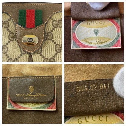 Gucci Vintage Old Gucci Sherry Line Beige GG Supreme Canvas/leather Shoulder