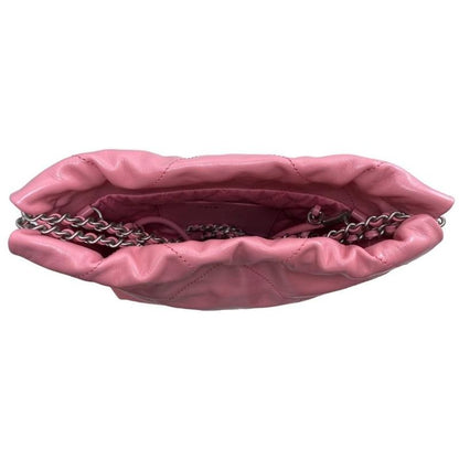 Chanel 22 Mini Handbag Shoulder Bag As3980 Shiny Calfskin Logo Chain Pink