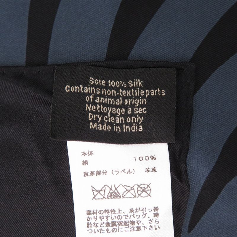 Hermes Carre 90 Silk Beaded Black Gold Black Gold Leather Tag Scarf 1249 Hermes