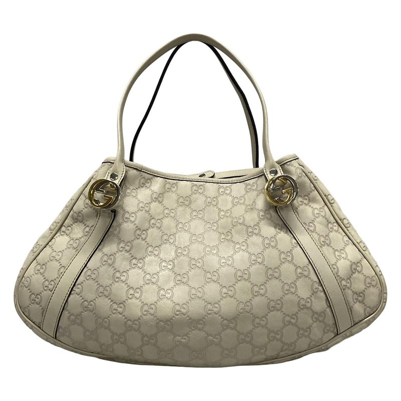 Gucci GG Twins Tote Bag Stripe Line 232963 Ivory Leather
