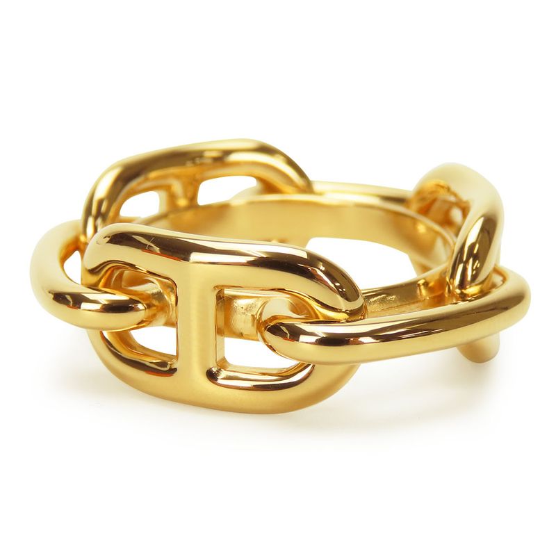 Hermes Scarf Ring Chaine D'ancre Metal Gold Plated Accessory Small Item Ladies