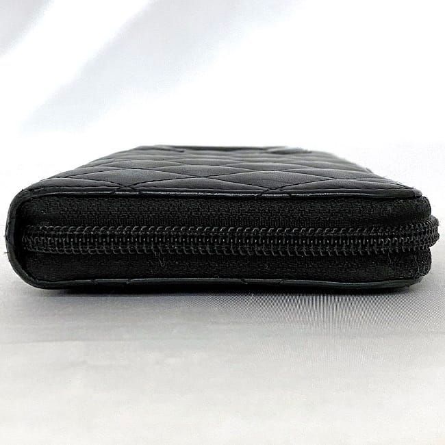 Chanel Round Zipper Long Wallet F21276 Black Cambon