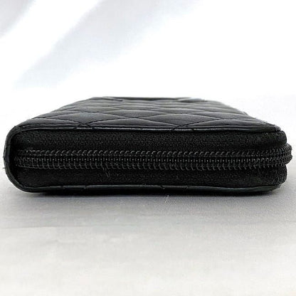 Chanel Round Zipper Long Wallet F21276 Black Cambon