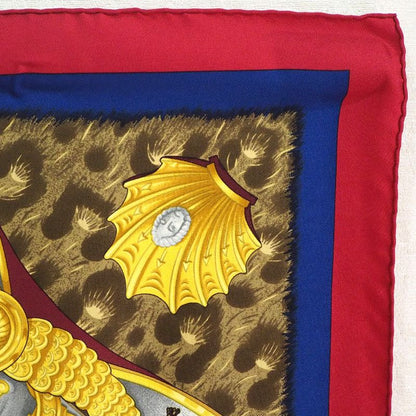 Hermes Carré 90 Casques Et Plumets Faceless Helmet Silk Red Women's Scarf
