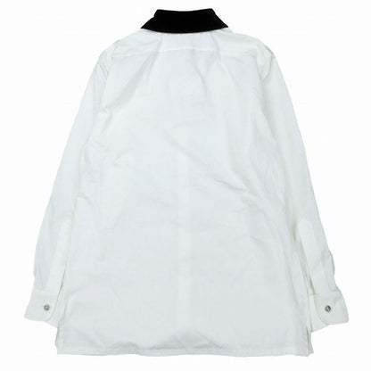 Chanel 22b Lion Button Velour Collar Shirt Long Sleeve Top White Size M Women's