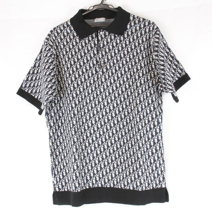 Christian Dior Oblique Size M Polo Shirt Cotton Men's Knit Navy Hi-brand