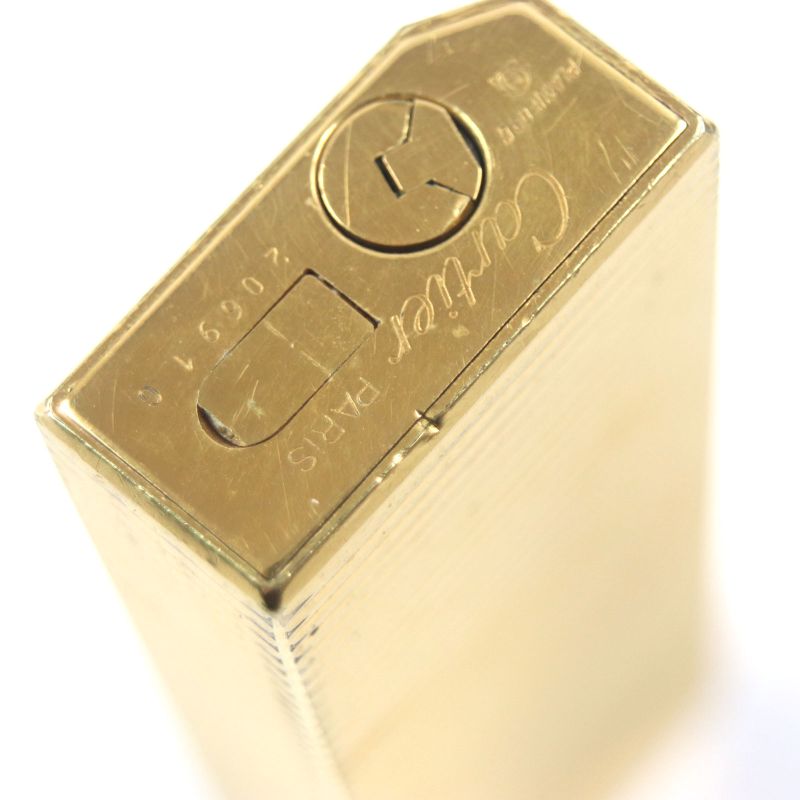  Cartier Pentagon Striped Pentagonal Roller Gas Lighter Gold