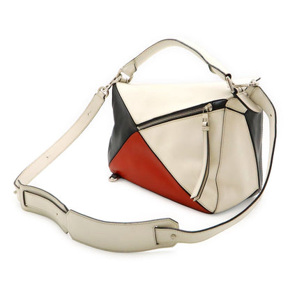 Loewe Puzzle Bag Medium Handbag 2WAY Shoulder Bag Crossbody Leather White Red