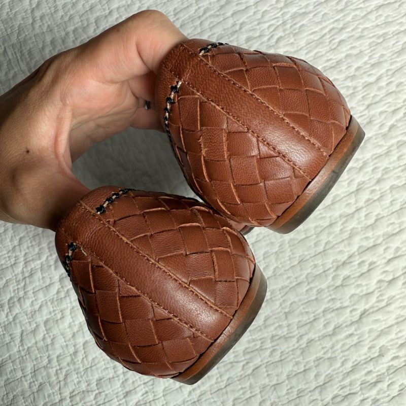 Bottega Veneta Flat Shoes Pumps Intrecciato Stitch Brown 36 1 2 23.5cm (9.25in)