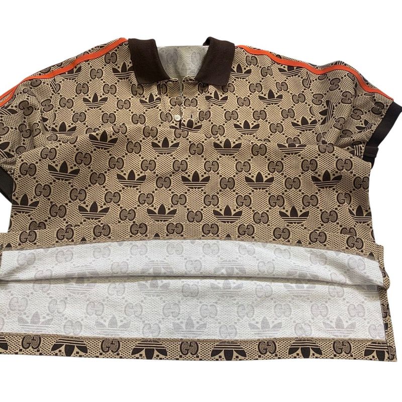 2999 Gucci×adidas GG Cotton Polo Shirt Size S Men Brown Trefoil 700497 Preowned
