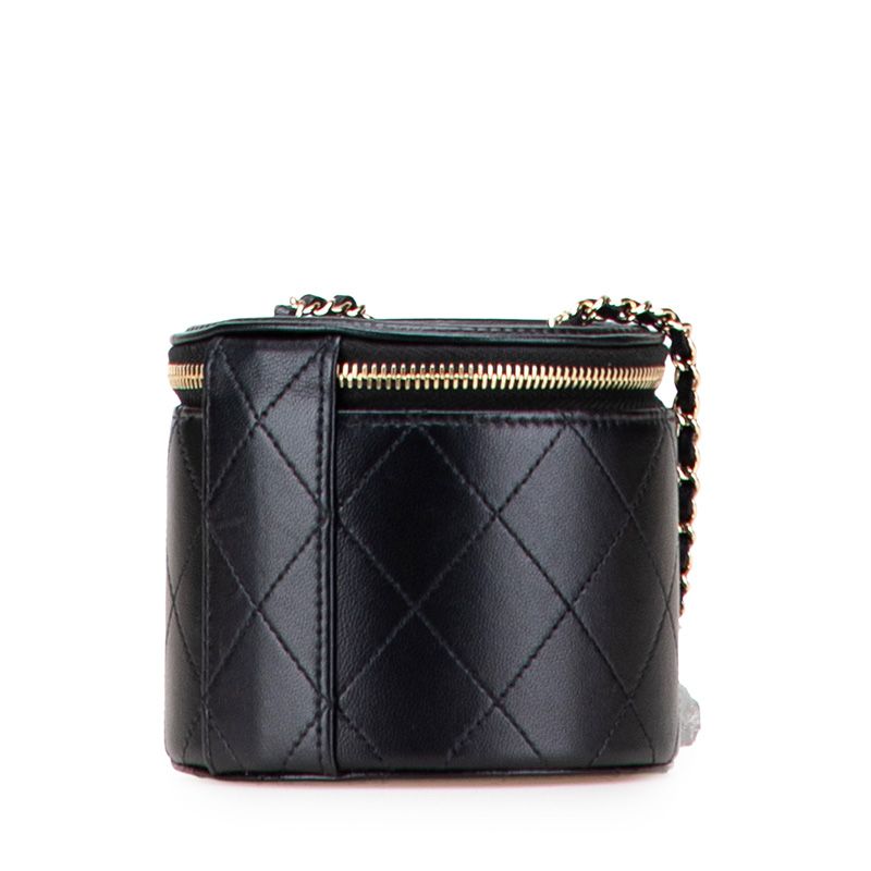 Chanel Matelasse Coco Mark Chain Vanity Bag Shoulder Bag Black Lambskin Ladies