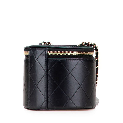 Chanel Matelasse Coco Mark Chain Vanity Bag Shoulder Bag Black Lambskin Ladies