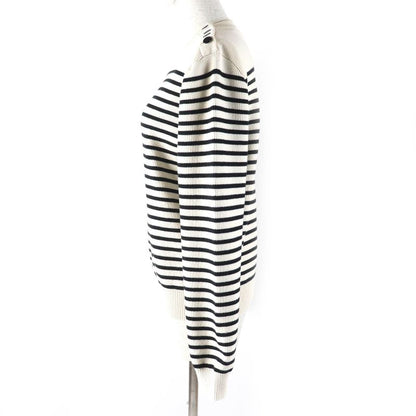 Celine 3za4145i Cotton Shoulder Button Striped Crewneck Long Sleeve Marine Knit