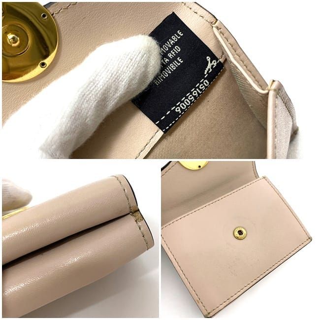 Fendi Trifold Wallet Pink Beige Gold Fize