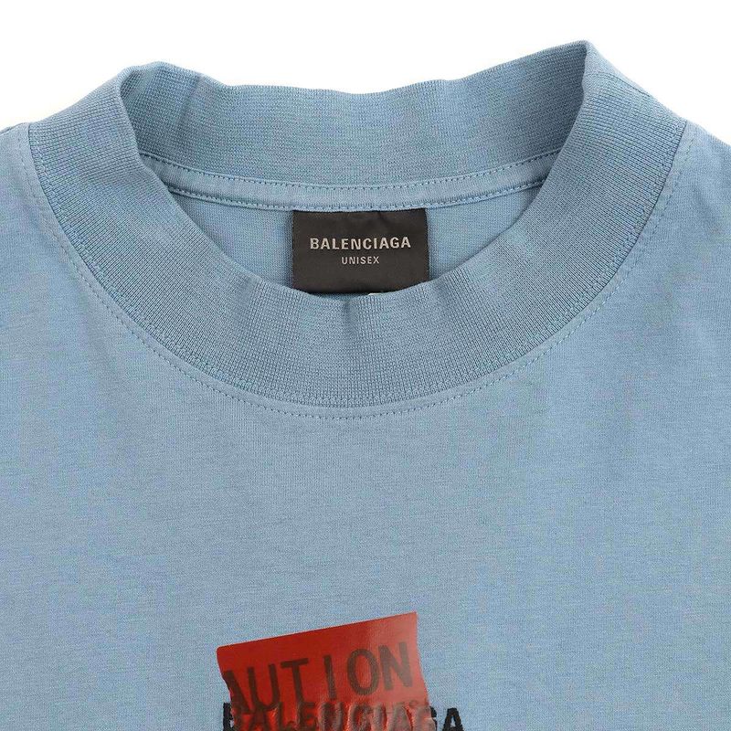 Balenciaga 25ss Medium Fit T-Shirt Taping Logo T-Shirt 764235 Tsvg2 Blue S