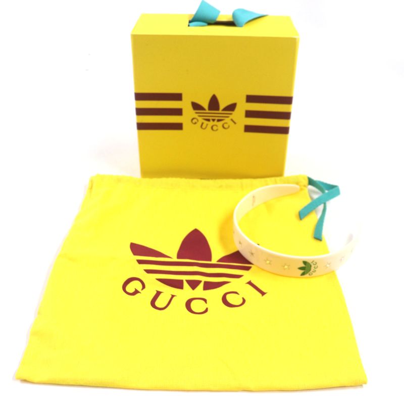 Gucci Adidas 702950 Catsuit With Logo Hair Accessory Cream With Box And