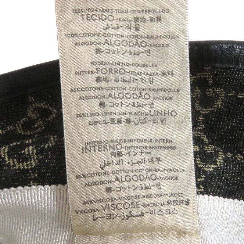 Gucci 576371 Cotton GG Logo Allover Leather Piping Denim Bucket Hat Black L