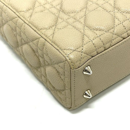 DIOR Handbag Lady Dior Cannage Leather Beige