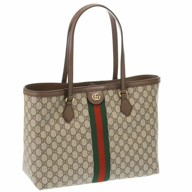 Gucci GG Supreme Ophidia Monogram Medium Shopping Tote Brown Tan Purse