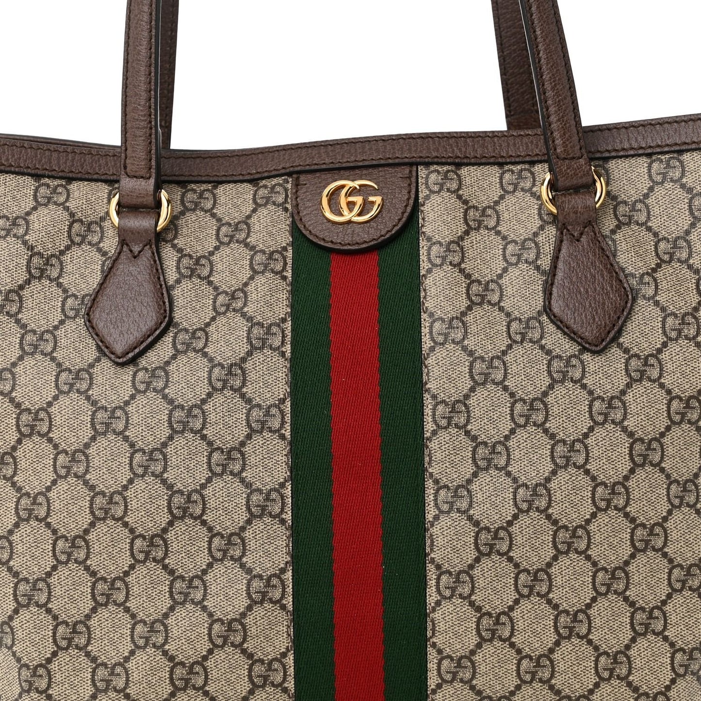 Gucci GG Supreme Ophidia Monogram Medium Shopping Tote Brown Tan Purse