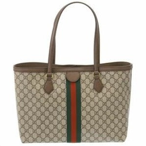 Gucci GG Supreme Ophidia Monogram Medium Shopping Tote Brown Tan Purse