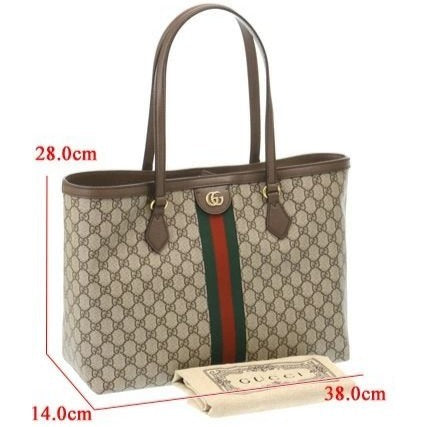 Gucci GG Supreme Ophidia Monogram Medium Shopping Tote Brown Tan Purse